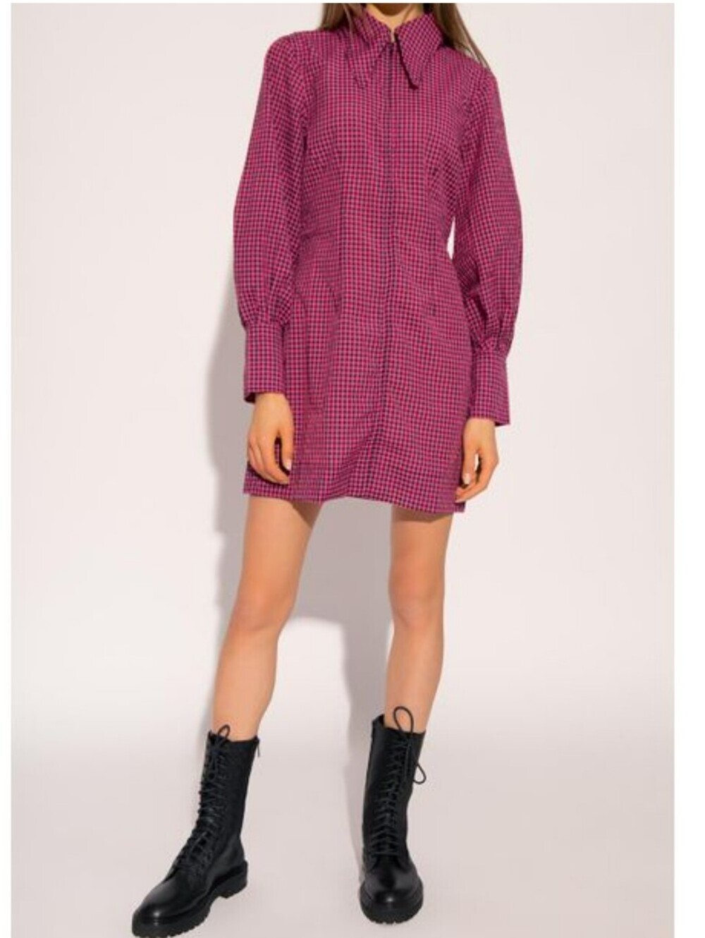 Ganni Pink Check Mini Dress